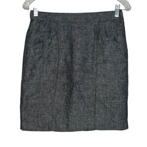 Ann Taylor Pencil Skirt Linen Womens Size 4 Gray Lined Business Professional